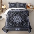 thumbnail image 2 of Homewish Rustic Bohemian Pattern Twin Quilt Set,Rose Floral Twin Coverlet Set,Gray Blue,2 Pieces, 2 of 7