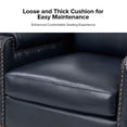 thumbnail image 4 of Tina's Home Mid-century Modern Genuine Leather Accent Armchairs Set of 2 with Unique Arm Design, Nailhead Trim & Loose Cushion, Living Room / Bedroom Chair, Navy, Assembly Required, 4 of 8