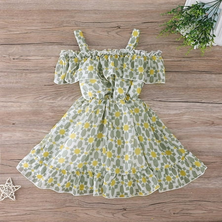 

Toddler Kids Girls Summer Sling Chiffon Skirt Princess Dress Sling Dress Floral Ruffled Sleeve Top Print Skirt Flower Print Tutu Skirt Cute Sleeveless Floral Print Skirt
