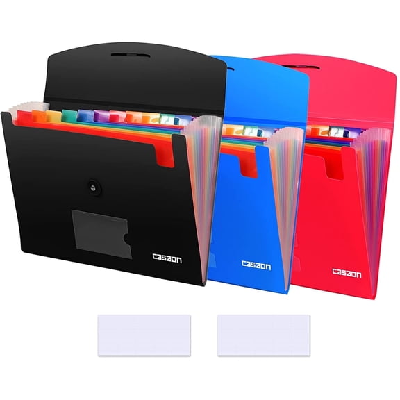 13 Pocket Plastic Expandable File Folder, Multicolor, 3 Count