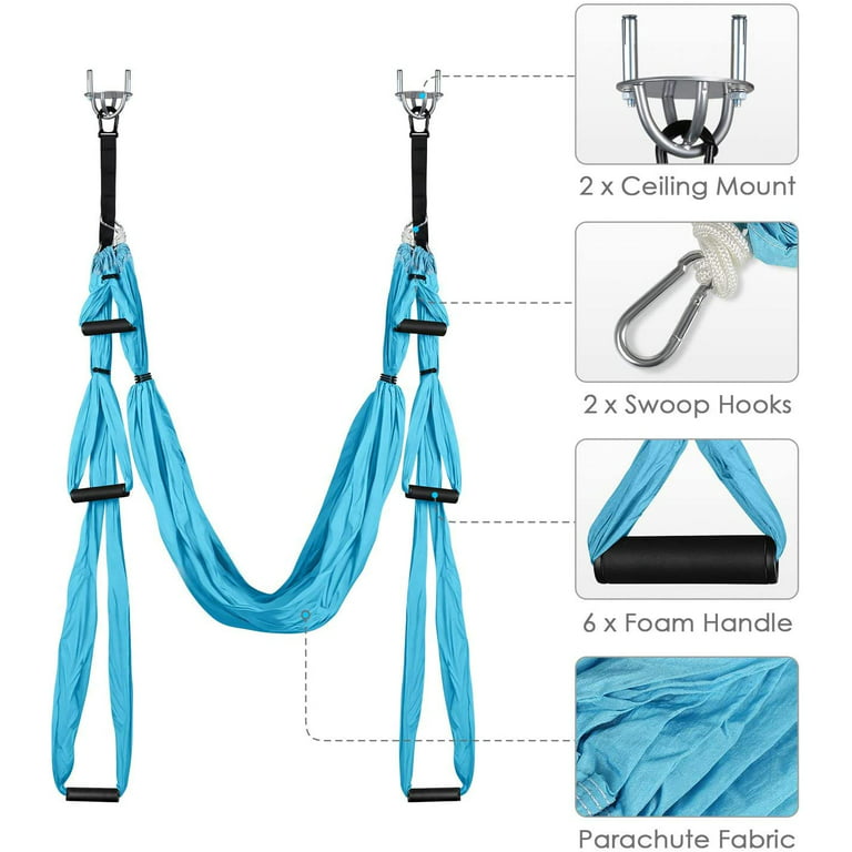 Aerial Yoga Flying Yoga Swing Yoga Hammock Trapeze Sling Inversion Tool for  Gym Home Fitness Blue 