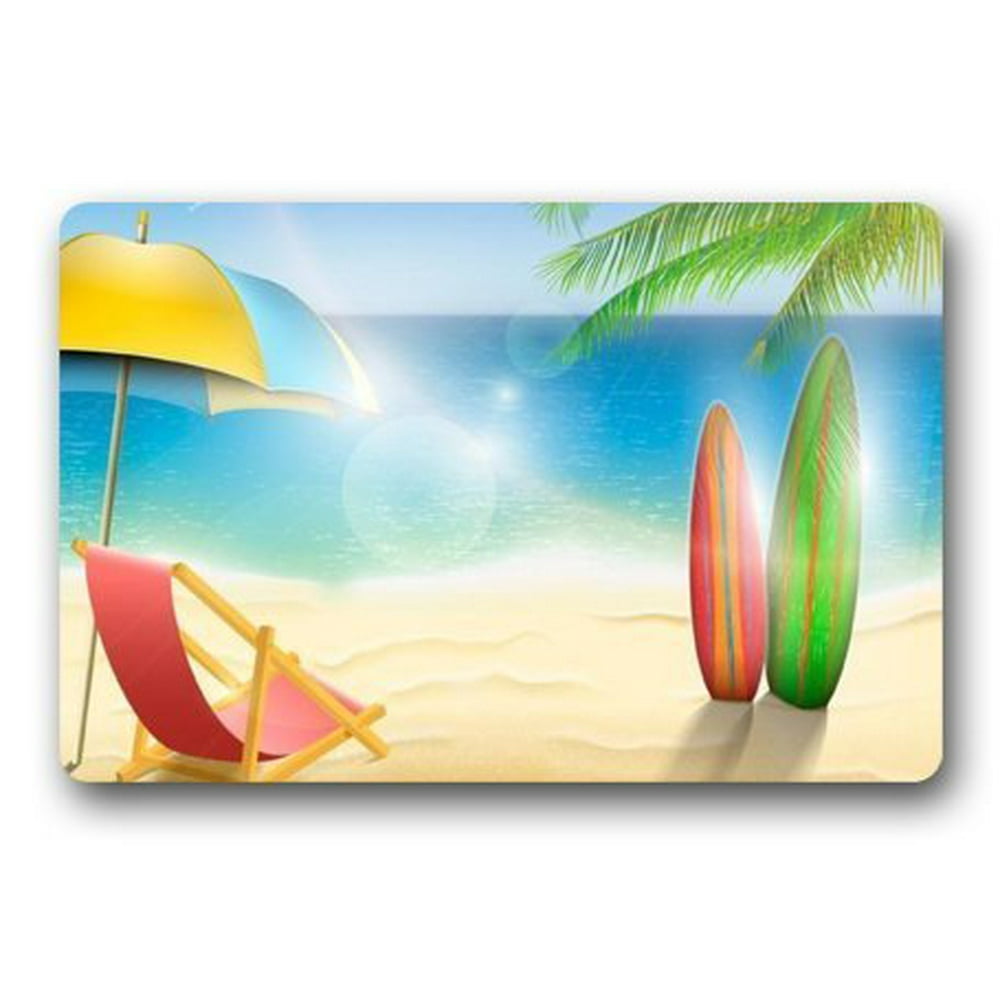 WinHome Cartoon Cute Beach Theme Doormat Floor Mats Rugs Outdoors ...