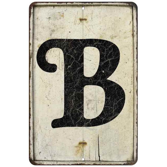 Capital Letter B Vintage Look Chic 8 x 12 Matte Finish Metal 108120020191