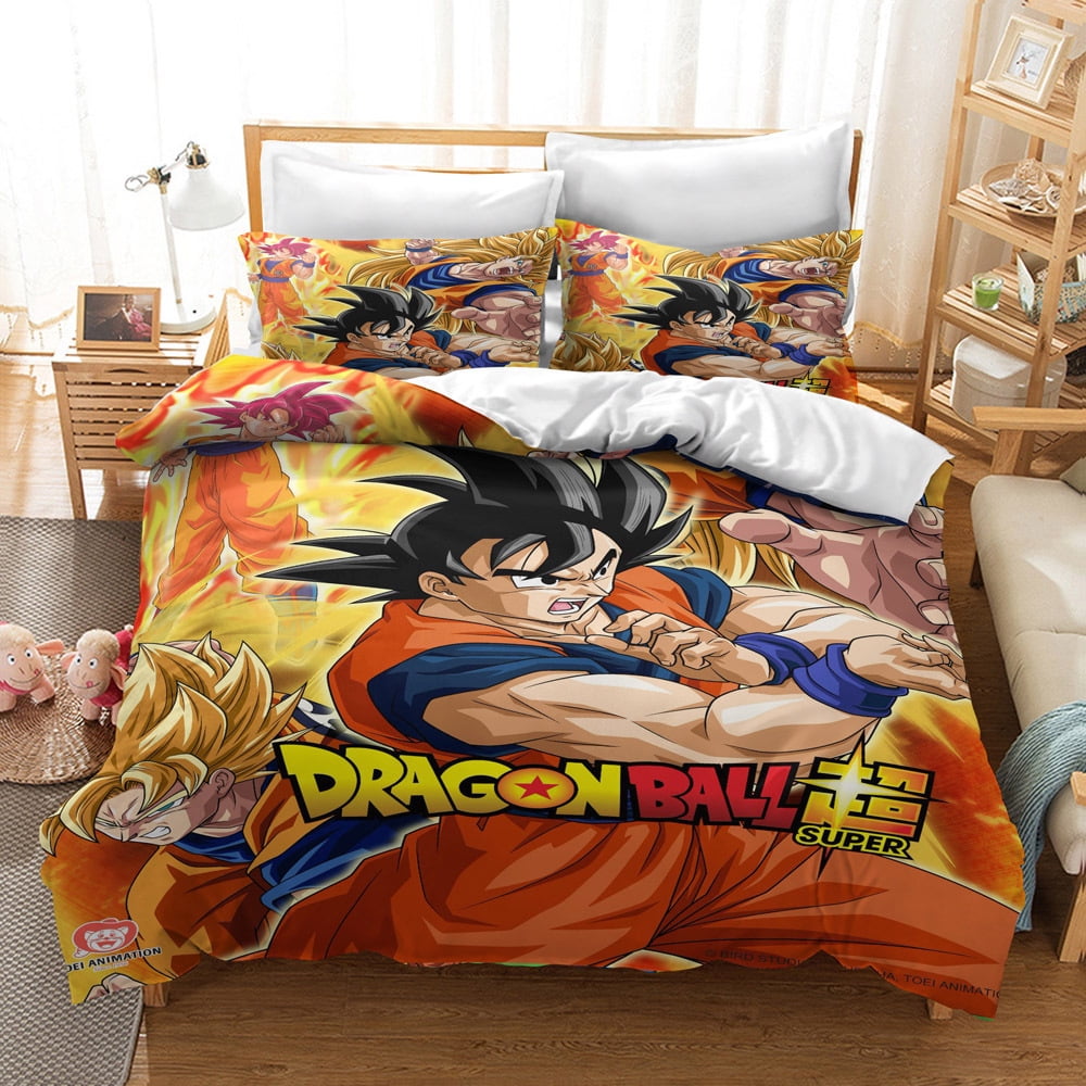 3D Printed Anime Dragon Ball Z Bedding Comforter Sets Twin Size Comfy Cartoon Goku Saiyan Vegeta