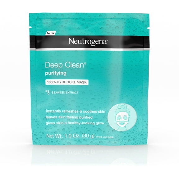 Neutrogena Deep Clean Purifying Hydrating 100% Hydrogel Face Mask, Oil-Free with Seaweed Extract 1 oz (Pack of 4)