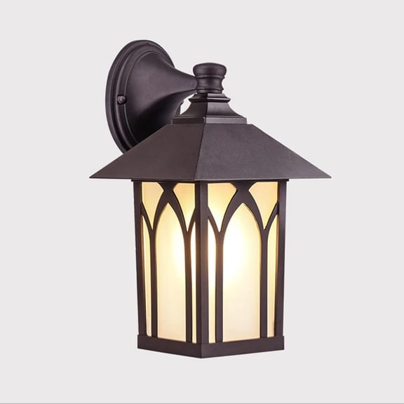 Outdoor Wall Lantern Waterproof Wall Sconce Porch Lighting Fixture Wall Mount, Brown Aluminum Housing Outside Wall Lamps with Glass for Garden, Garage, Front Door, Pathway