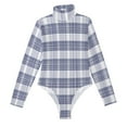 thumbnail image 3 of joogoo Checkered Retro Women's Mock Turtle Neck Long Sleeve Bodysuit XL, 3 of 8