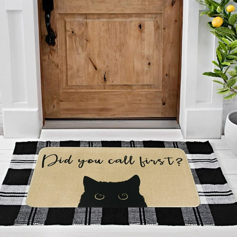Did You Call First Doormat Cat Funny Welcome Mats Outdoor Front Door  Non-Slip Rubber Mat for Home Indoor Funny Doormat Entryway Durable Rug 30  x 17