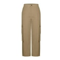 thumbnail image 5 of WULMLEO Cargo Pants Women Elastic High Waist Travel Pants Wide Leg Baggy Casual Trousers Hiking Streetwear with Multi Pockets Khaki S, 5 of 9