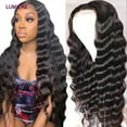 thumbnail image 2 of Lumiere Brazilian Loose Deep Lace Front Human Hair Wigs 13×4 Lace Front Wig Cap 180% Natural Black 16", 2 of 7