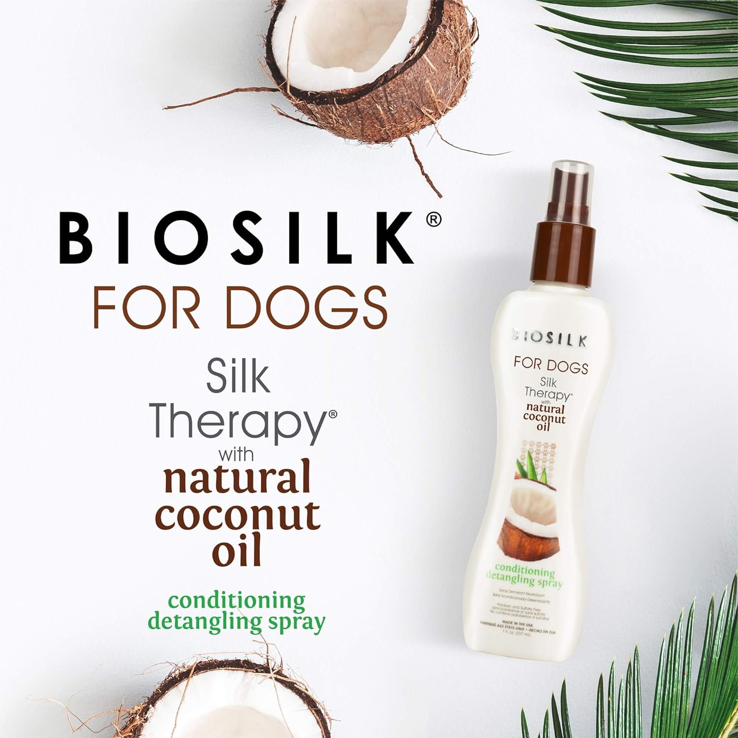Biosilk for Dogs Silk Therapy Dog Conditioner Detangling Spray 7 oz