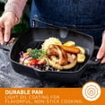thumbnail image 2 of Bruntmor 10 Inch Square Cast Iron Grill Pan Steak Pan Pre Seasoned Grill Pan with Easy Grease Drain Spout, with Large Loop Handles for Grilling Bacon, Steak, and Meats, 2 of 6