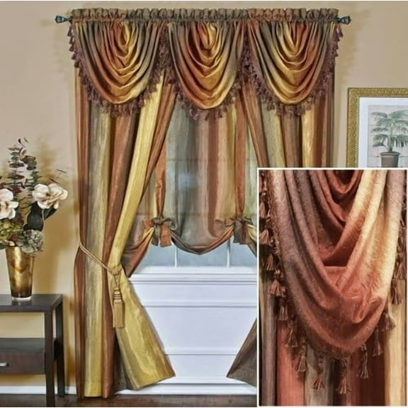 Autumn Ombre Stripe Semi Sheer Tie-up Shade