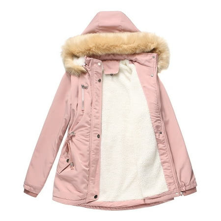 

Ziloco Long Sleeve Hooded Casual Outwear & Jackets Scrub Jackets For Women Womens Warm Long Coat Hoodies Collar Jacket Slim Winter Parkas Outwear Coats Pink L