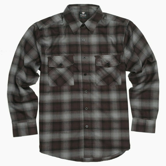 YAGO Men's Casual Plaid Flannel Long Sleeve Button Down Shirt Brown/A22 (S-5XL)