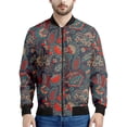 thumbnail image 2 of Chaquetas bomber de primavera y otoño para hombre, con estampado floral 3D por todas partes, con cremallera, unisex, informal, de manga larga, con cremallera, talla 6XL, 2 of 5