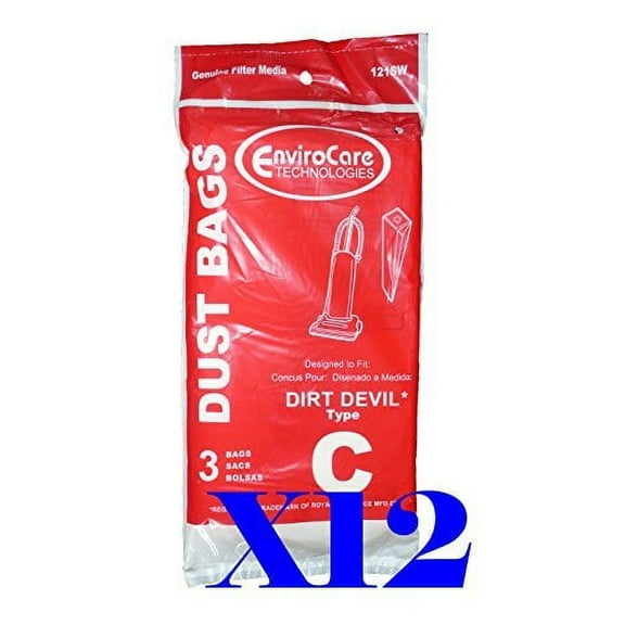 36 Royal Dirt Devil Type C Vacuum Bags, MVP Upright Vacuum Cleaners, 3-727075-00