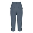 thumbnail image 7 of Athletic Capris for Womens High Waisted Put On Strech Cargo Pants Light Breathable Joggers Capri Pants Cuffed Hem Work Trousers Hiking Outdoor Track Sweatpants with Pockets, 7 of 7