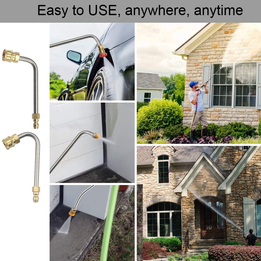 Beiled 4000 PSI Pressure Washer Wand, 10pcs Set w/6 Nozzle Tips (30°/90°/120°), 1/4" Quick Connect, Curved Rod for Roof/Gutter/Wall Cleaning