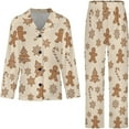 thumbnail image 4 of Top-kevin Gingerbread Man Santa Hat Women's Long-Sleeve Shirt And Full-Length Bottom Pajama Set, 4 of 12