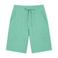 thumbnail image 5 of Gyujnb Women High Waist Cotton Linen Shorts Adjustable Drawstring Waist Casual Summer Shorts with Pockets,Mint Green, 5 of 5