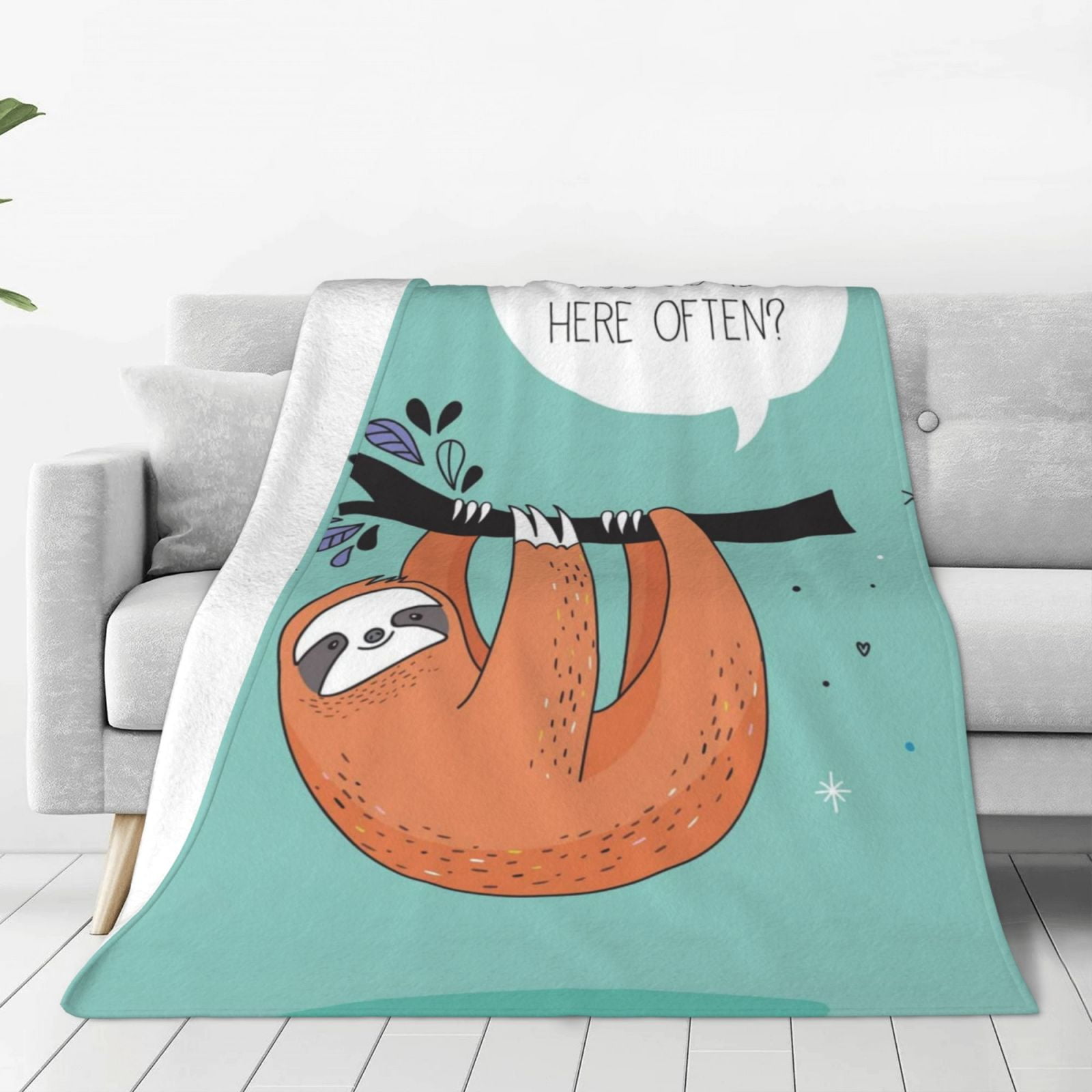 Sloth Print Blanket Flannel Blanket for Sofa Office Bed and Travelling ...