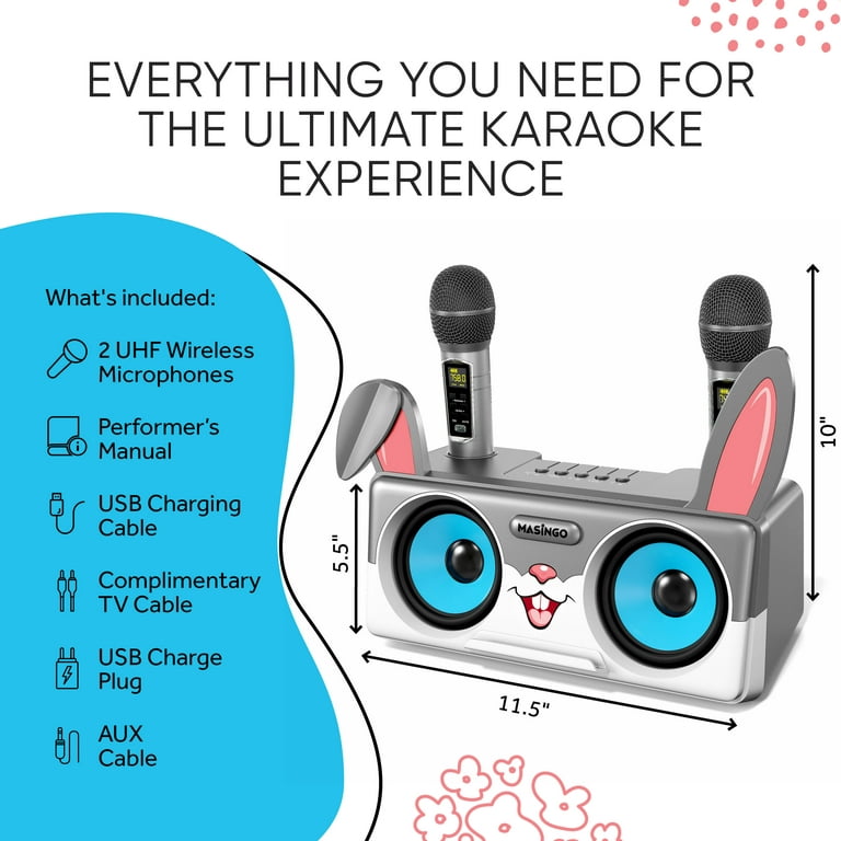 NEW Portable Karaoke Machine with 2 Wireless Microphones