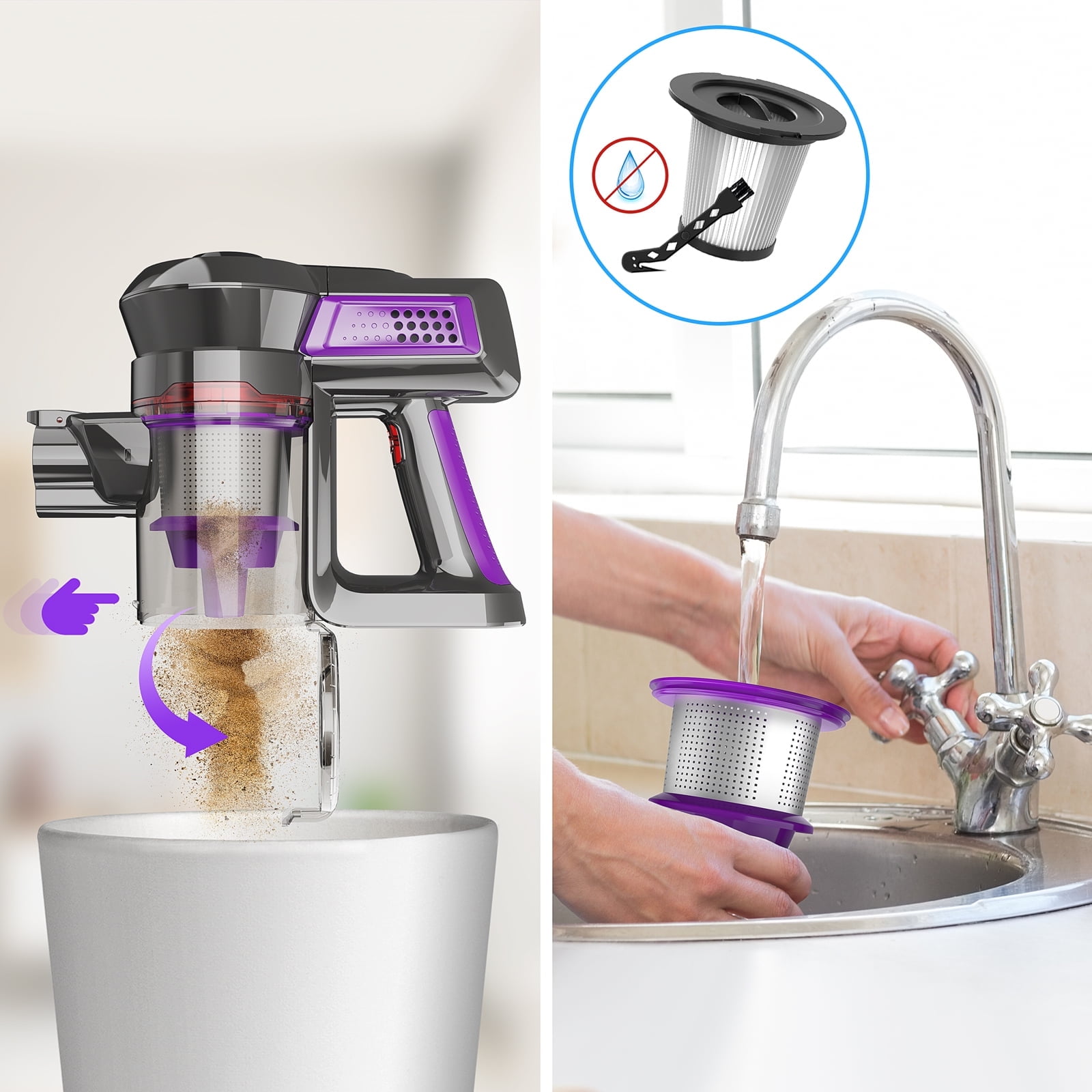 INSE Cordless Vacuum Cleaner 25000Pa 45min Lightweight Stick Vacuum for Home Pet Hair Carpet Floor