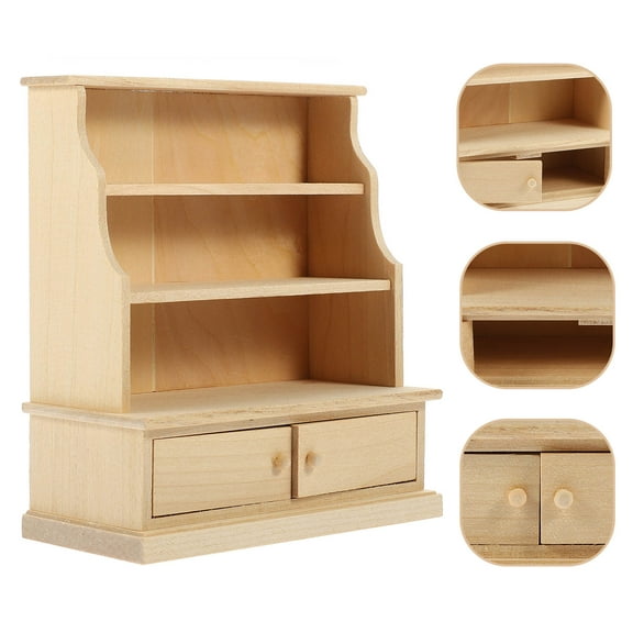 SHINYPASING Mini Decorative Cabinet Wood Hobbyists 11*5*12in Display Dollhouse Scene 1Set