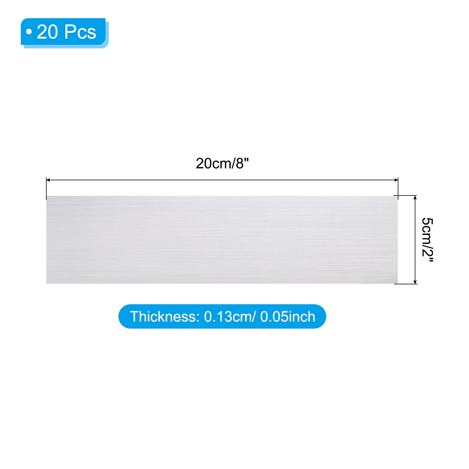 Unique Bargains Durable Custom Name Plate Rectangle Laser Engraving Blanks 8"x2" Silver