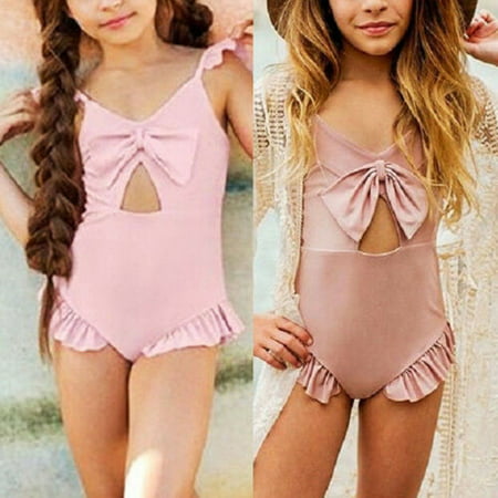 Pink Toddler Kids Girls Bikini Summer Swimwear Bathing Swimsuit Swimming Costume
