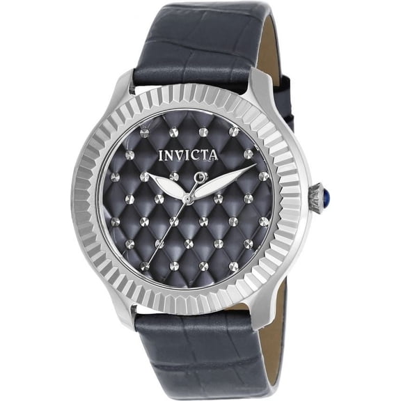 Invicta Women's 22565 Angel Quartz 3 Hand Grey Dial Leather Watch