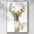 thumbnail image 2 of Holiday Deer I - Framed Gallery Wrapped Holiday Canvas - 25 x 37 - White Frame, 2 of 8