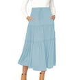 thumbnail image 3 of MOSHU High Waist Midi Skirt for Women A-Line Pleated Skirts with Pockets Flowy Dresses, 3 of 7