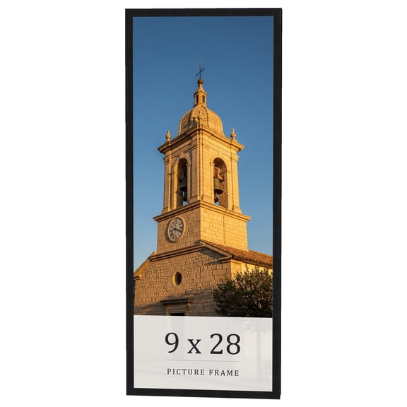 9x28 Frame Black Real Wood Picture Frame Width 0.75 inches | Interior Frame Depth 0.5 inches | Noir