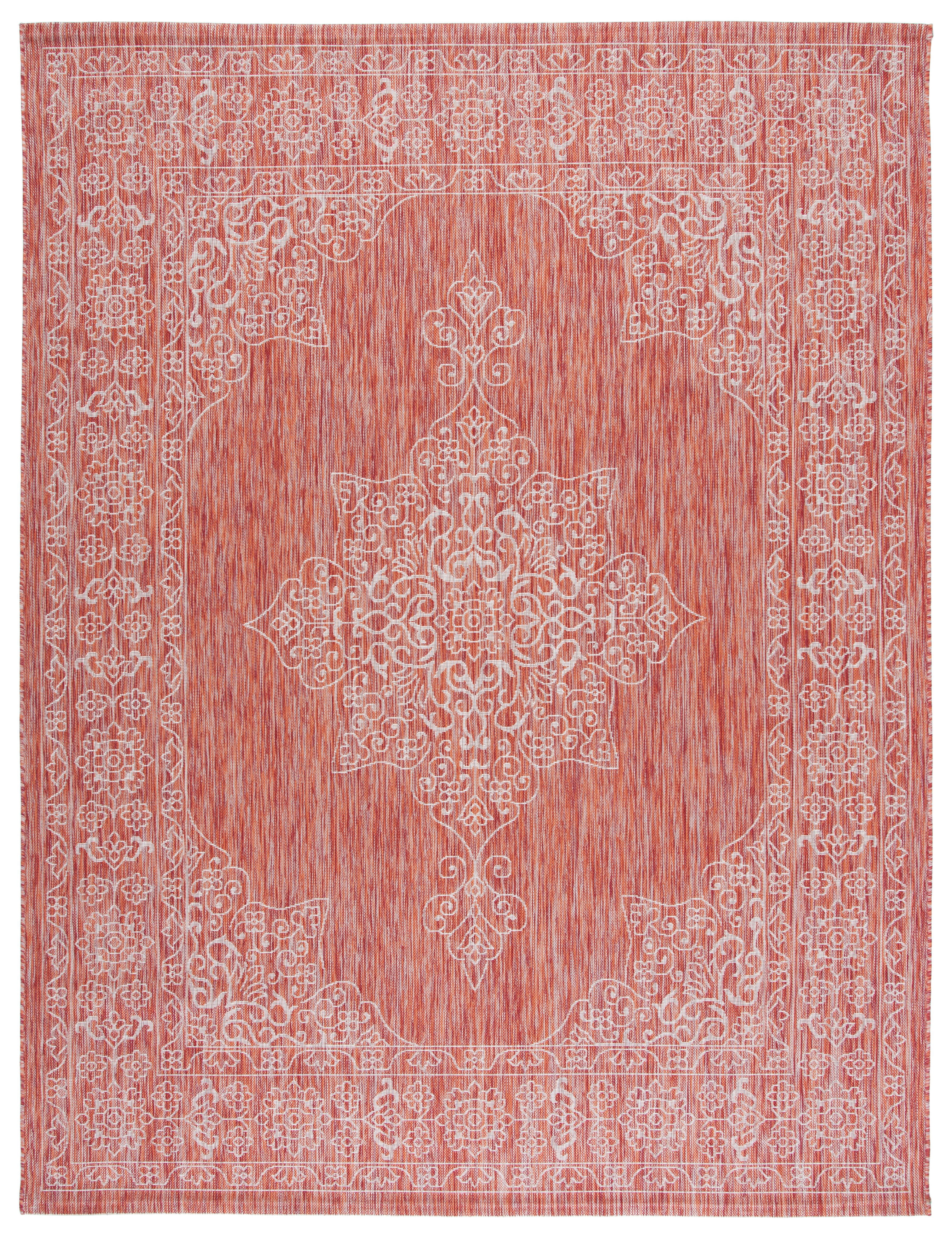 Safavieh Courtyard Delbet Medallion Indoor/Outdoor Area Rug, Rust/Ivory, 8' x 11'