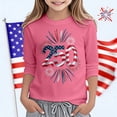 thumbnail image 2 of USA 250th Anniversary Shirt Girls Patriotic 4Th of July Graphic Print Three Quarter Sleeve Casual Tee Shirt for Toddler and Youth Kids Pink 4 Years-5 Years, 2 of 5
