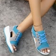 thumbnail image 4 of Open Toe Tennis Shoes, Contrast Paneled Cutout Lace-Up Muffin Sandals, Women Causal Summer Toe Platform Sneaker Sandals, 35, 4 of 6