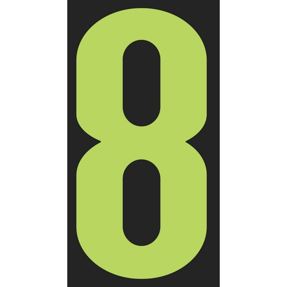 SSWBasics 5 1/2" Windshield Numbers And Symbols - Neon Green/Black - "8" - 3ʺW x 5 1/2ʺH - Pack of 12