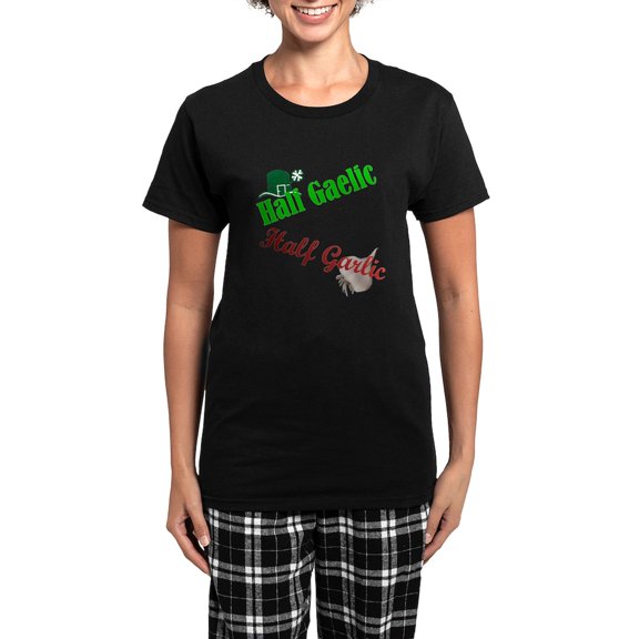 CafePress - Half Gaelic Half Garlic Women's Dark Pajamas - Women's Short Sleeve Print T-Shirt and Pants Dark Cotton Pajama Set