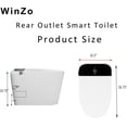 thumbnail image 4 of WinZo Rear Outlet Smart Toilet With Bidet Seat, Auto Open & Close, Auto Flush, Heated Seat, Warm Water and Dryer, Night Light, Side Knob, White with Black Panel, 4 of 6