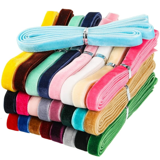 Cinta decorativa con ribete de terciopelo en forma de capucha, 1 cm x 55 m, multicolor