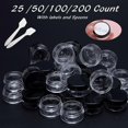 thumbnail image 4 of 200 Count 3 Gram Sample Containers, Clear Lip Balm Containers with Lids, Small Plastic Sample Jars with 12 Mini Spoons, 200pcs Labels (Black Lid), 4 of 7