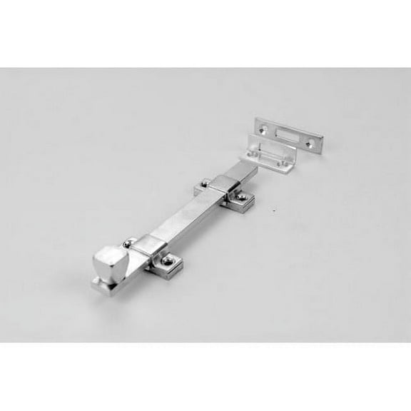 Don-Jo 1580 Solid Brass UL Rated Surface Bolt, Satin Chrome Plated, 8" Length