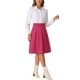 thumbnail image 2 of Faldas de oficina para mujeres Inspire Chic con cintura ceñida, midi, en línea A y plisadas, talla S, fucsia, 2 of 6