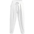 thumbnail image 4 of TANBOM Men's Loose Fit Cotton Casual Drawstring Pants, White, 1-Pack, 2XL, 4 of 8
