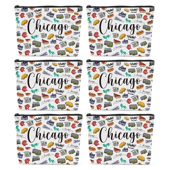 Bolsa de maquillaje Sldpngo con temática de Chicago, 6 unidades, para mujeres y niñas