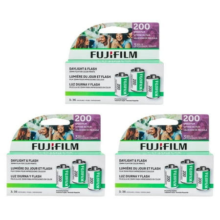 Fujifilm Fujicolor 200 Color Negative Film for ISO 200 Camera, 35mm Roll Film, 36 Exposures x 3 Rolls x 3 Boxes