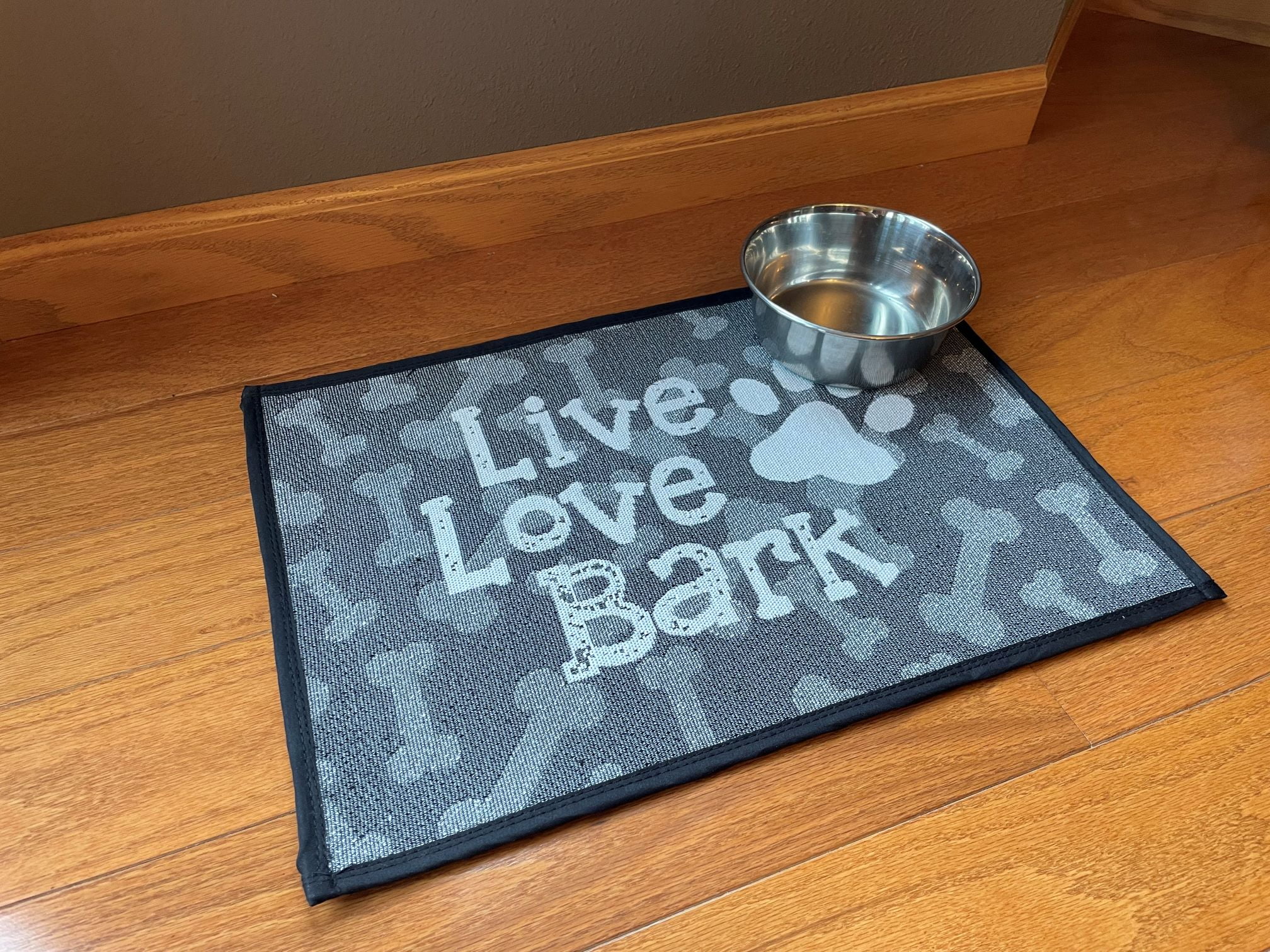 Dog Paws Food and Water Bowl Mat Carpet Mat for Pet Bowls Machine Washable  19x13 Anti-Slip 