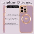 thumbnail image 2 of Magnetic Case for iPhone 13 Pro Max Case for Women Men [ Compatible with MagSafe ], Cute Love Heart Soft Back Cover Raised Full Camera Lens Protection Phone Case (6.7") - Light Purple, 2 of 12